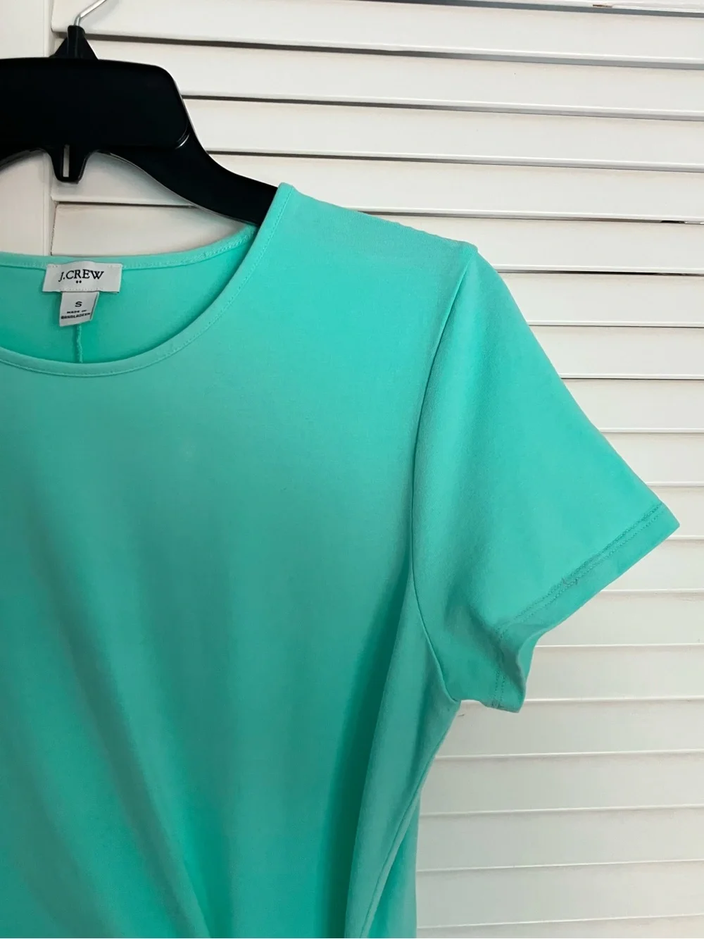 J. Crew Mint Green Short-Sleeve Midi Wrap Dress with Side Knot